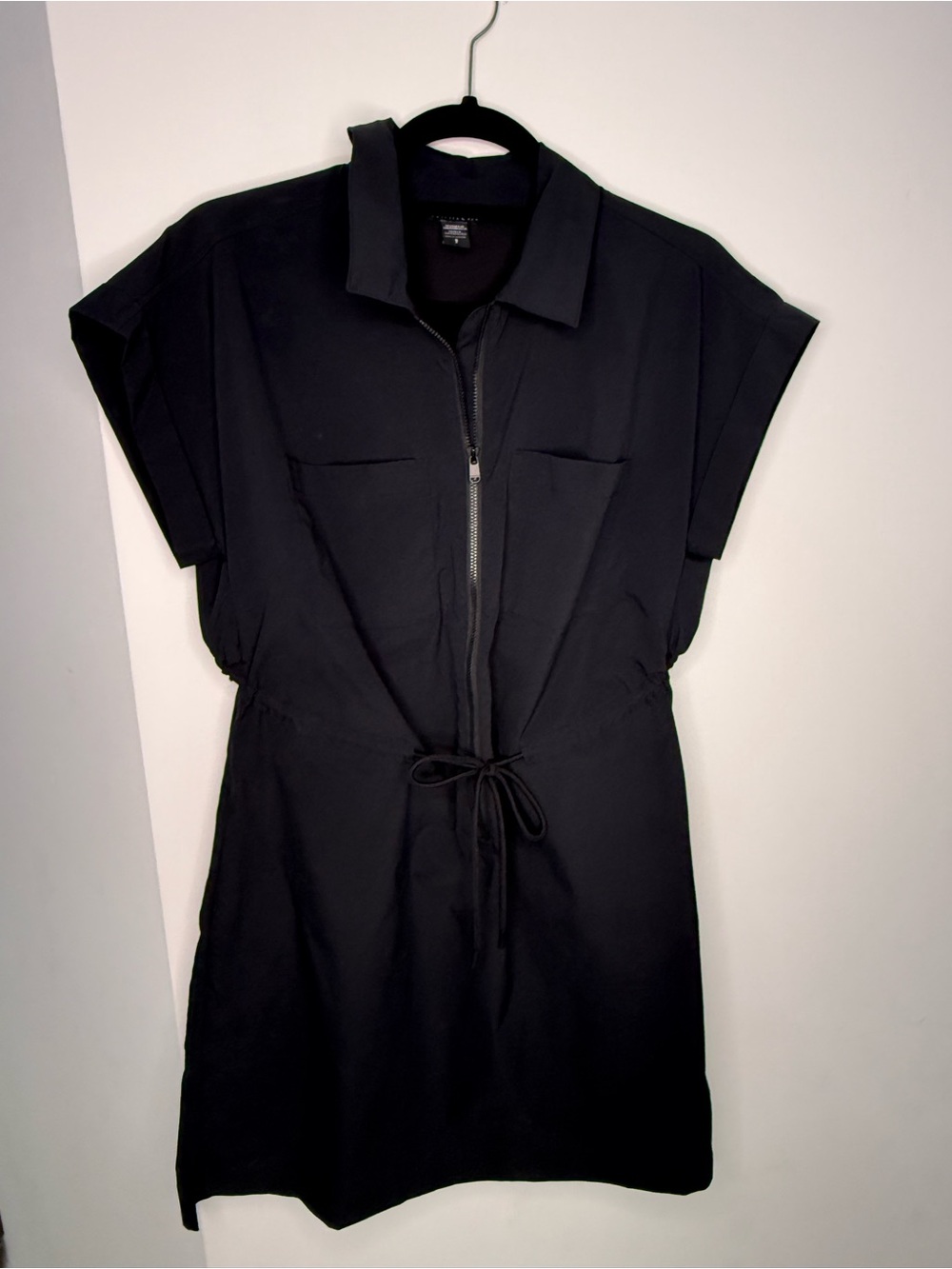 Athleta Black Zip-Front Tunic with Drawstring Waist